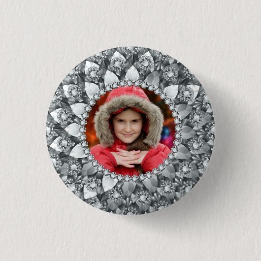 Weißer Diamant-Foto Button (Vorderseite)