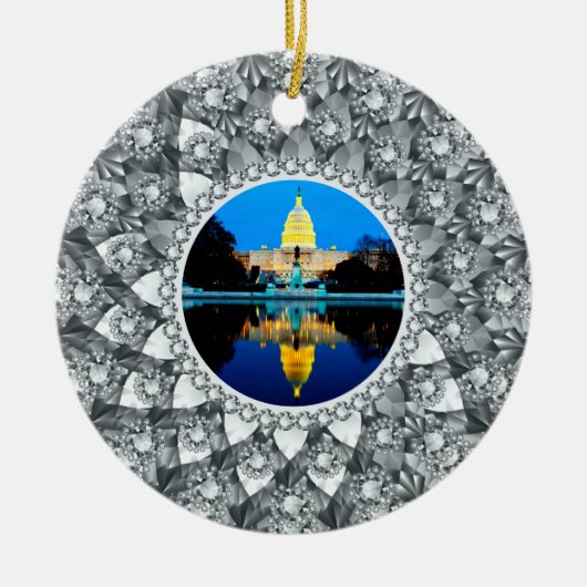 Weißer Diamant Foto Rahmen Keramik Ornament (Vorne)