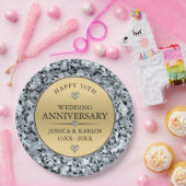 Weißer Diamant & Gold 50. Hochzeitstag Pappteller (Party)