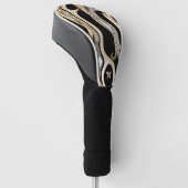 Weißer Diamant, Goldgrenzenmandala-Design Golf Headcover (angewinkelt)
