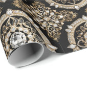 Weißer Diamant, Goldgrenzenmandala Glamour-Design Geschenkpapier (Rolleneckpunkt)