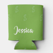 Weißer Dollar-Zeichen für grün Dosenkühler (Rückseite)