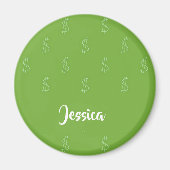 Weißer Dollar-Zeichen für grün Magnet (Vorne)