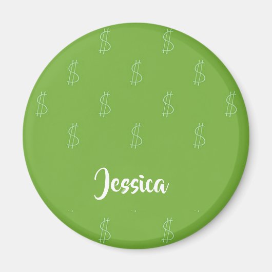 Weißer Dollar-Zeichen für grün Magnet (Vorne)