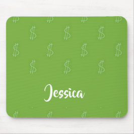 Weißer Dollar-Zeichen für grün Mousepad