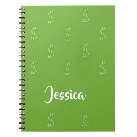 Weißer Dollar-Zeichen für grün Notizblock (Vorderseite)