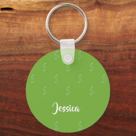 Weißer Dollar-Zeichen für grün Schlüsselanhänger (Vorderseite)