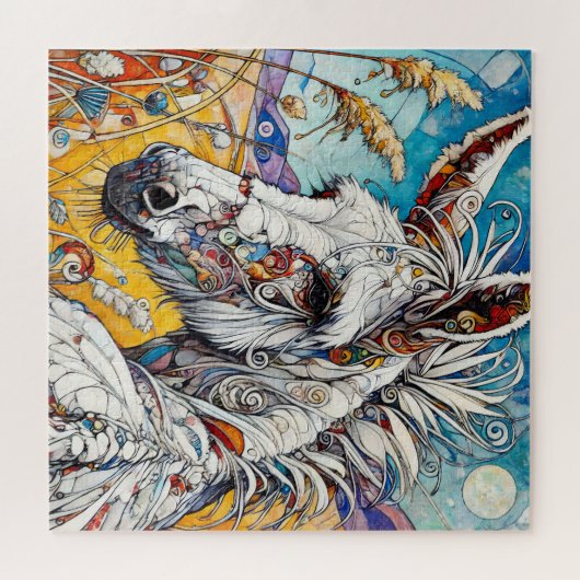 Weißer Donkey 600 Stück Puzzle (Horizontal)