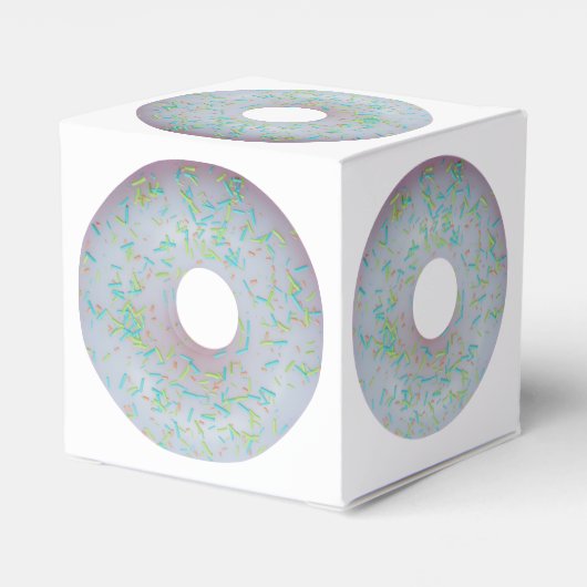 Weißer Donut mit Sprinklen Geschenkschachtel (Rückseite)
