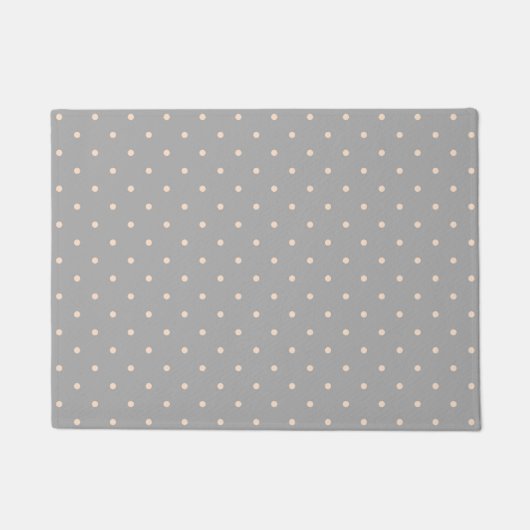 Weißer Dot Grauer Hintergrund Eleganter Polka Dot Fußmatte (Vorderseite)