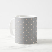 Weißer Dot Grauer Hintergrund Eleganter Polka Dot  Kaffeetasse (Vorderseite Links)