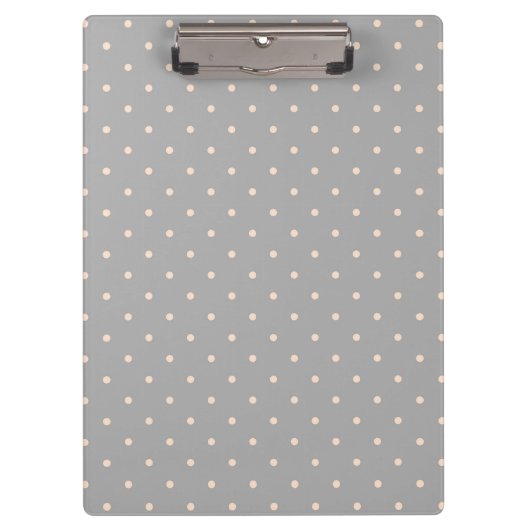 Weißer Dot Grauer Hintergrund Eleganter Polka Dot Klemmbrett (Vorderseite)