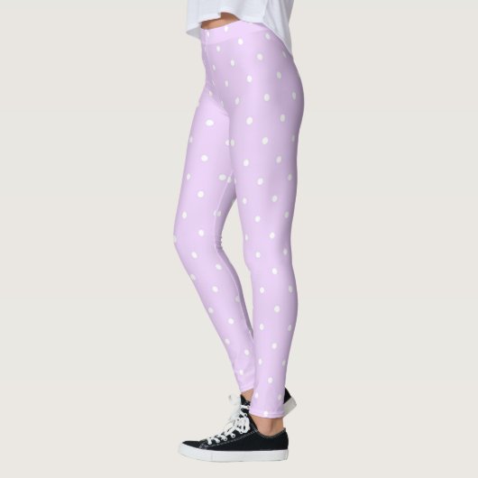 Weißer Dot Rosa Hintergrund Eleganter Polka Dot Do Leggings (Links)