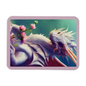 Weißer Drache mit Blume Magnet (Horizontal)