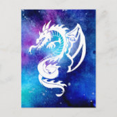 Weißer Drache Tattoo im Weltraum Postkarte (Vorderseite)