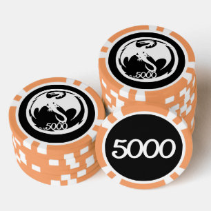 Weißer Drachenschwarz-orange 5000 gestreifter Poke Pokerchips