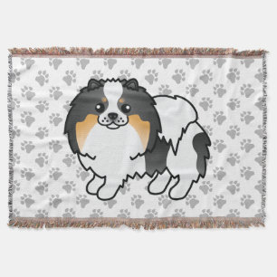 Weißer Dreifarbiger Pomeranian Süßer Cartoon-Hund Decke
