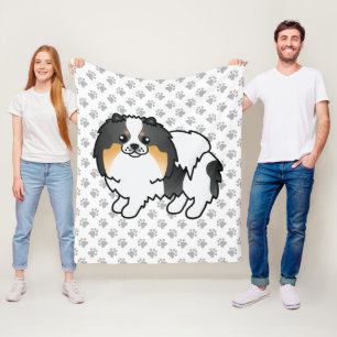 Weißer Dreifarbiger Pomeranian Süßer Cartoon-Hund Fleecedecke