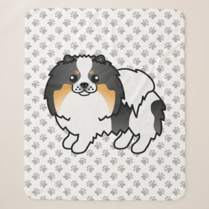 Weißer Dreifarbiger Pomeranian Süßer Cartoon-Hund Sherpadecke