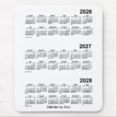 Weißer Dreijahreskalender 2026-2028 von Janz Mousepad (Vorne)