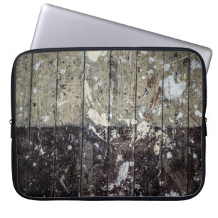Weißer Druck auf braunem Holz Laptopschutzhülle