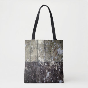 Weißer Druck auf braunem Holz Tasche