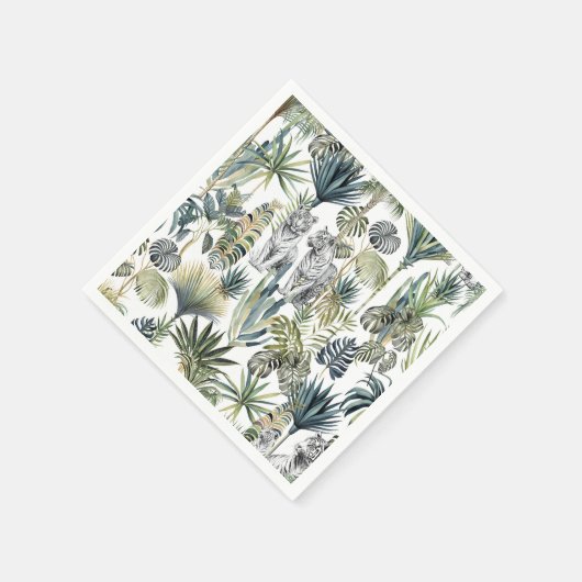 Weißer Dschungel Tiger Papier Napkins Serviette (Ecke)