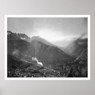 Weißer Durchlauf-Eisenbahn-Zug Alaska 1910 Poster