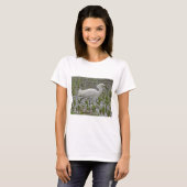 Weißer Egret in Wasser und Grüntöne Naturschaumvog T-Shirt (Vorne ganz)