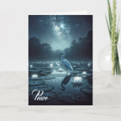 Weißer Egret mit Wasser-Lilien-Beileid Karte (Vorderseite)