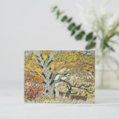 Weißer Eiche und Whitetails Postkarte (Stehend Vorderseite)