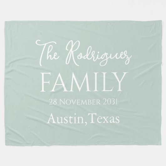 Weißer, einfacher, benutzerdefinierbarer Familienn Fleecedecke (Vorderseite (Horizontal))