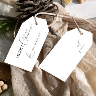 Weißer Einfacher Moderner Frohe Weihnachten Geschenkanhänger