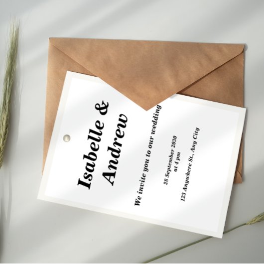 Weißer, einfacher Polaroidrahmen, beidseitig Hochz Einladung