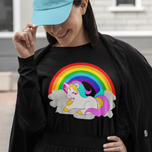 Weißer Einhorn-Regenbogen-Frauenschuh T-Shirt