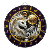 Weißer Einhorn Shines unter Goldener Mond Dartscheibe (vorne)