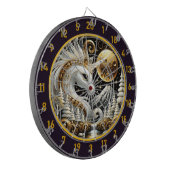 Weißer Einhorn Shines unter Goldener Mond Dartscheibe (Vorderseite Links)