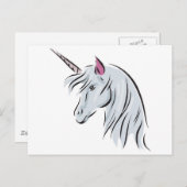 Weißer Einhornkopf Postkarte (Vorne/Hinten)