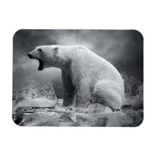 Weißer Eisbär auf Eis im Wasser Magnet