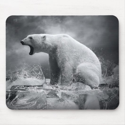 Weißer Eisbär-Jäger auf dem Eis im Wasser Mousepad (Vorne)