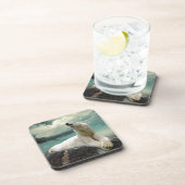 Weißer Eisbär-Jäger auf Felsen Getränkeuntersetzer (Rechte Seite)