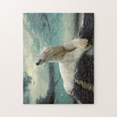 Weißer Eisbär-Jäger auf Felsen Puzzle (Vertikal)