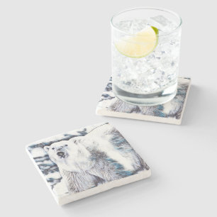 Weißer Eisbär Steinuntersetzer