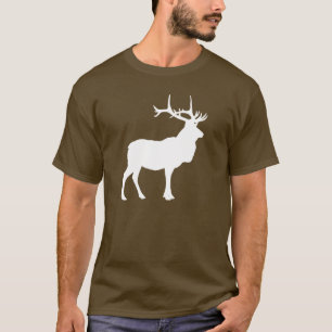 Weißer Elch-Silhouette auf Dunkel T-Shirt