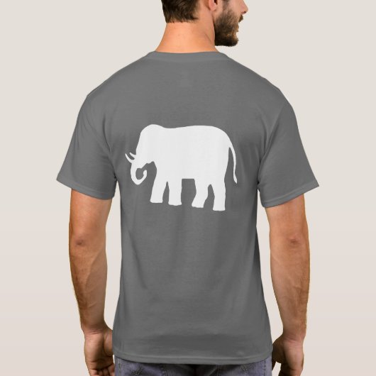 Weißer Elefant auf dunkel T-Shirt (Rückseite)