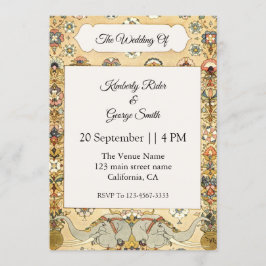 Weißer Elefant auf indischen Rahmen Hochzeitsempfa Einladung