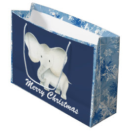 Weißer Elefant, blaue Schneeflocke Weihnachts-Part Große Geschenktüte