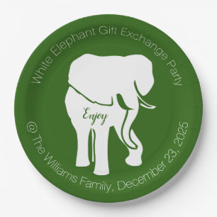 Weißer Elefant-Geschenk-Austausch-WeihnachtsParty Pappteller