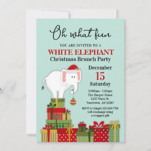Weißer-Elefant-Geschenkaustausch-Feiertagseinladun Einladung