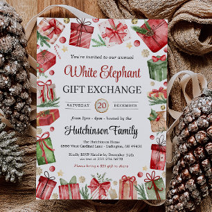 Weißer-Elefant-Geschenkaustausch-Party-Einladung Einladung